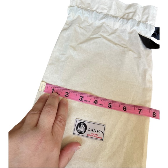 Lanvin Dust Bag in Cream Fabric with Black Satin Ribbon Tie Closure and Patch - Picture 7 of 8
